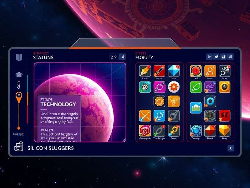 Silicon Sluggers strategy interface showing technology tree